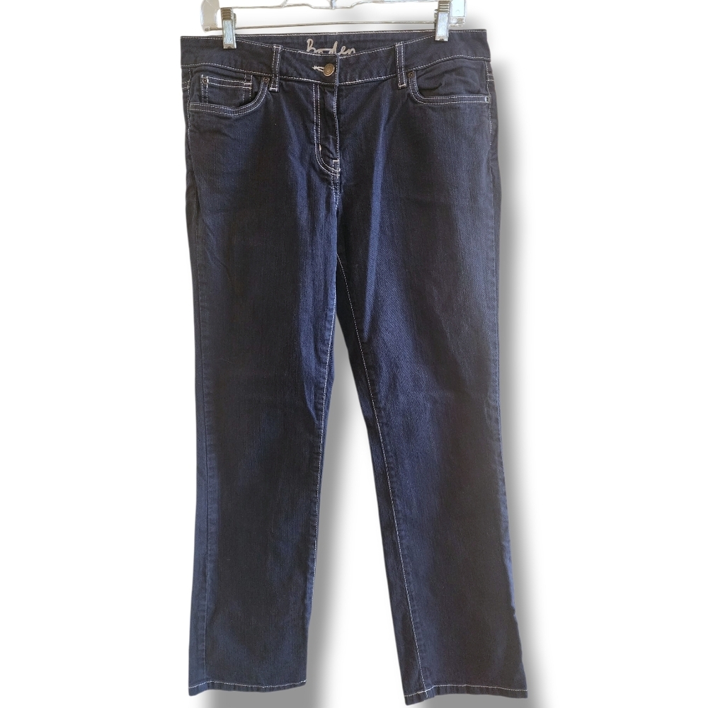 Boden Blue Garment Dyed Mid Rise Straight Leg Jeans 14R
